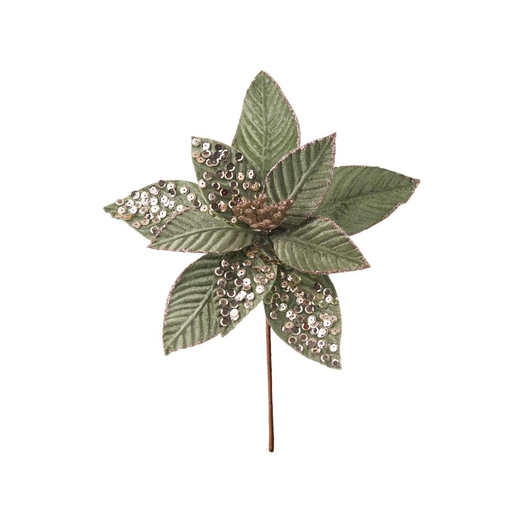 Sametová simulace Vánoční květina 25cm Velká Flitrová Vánoční stromková dekorace Květinové aranžmá Květinové aranžmá Dekorace scény Rekvizity