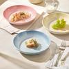 Household Ceramic Plate 8 Inch New Cream Wind Gradient Children Adults Dishes Round Underglazed Colour Deepen Dining Tableware