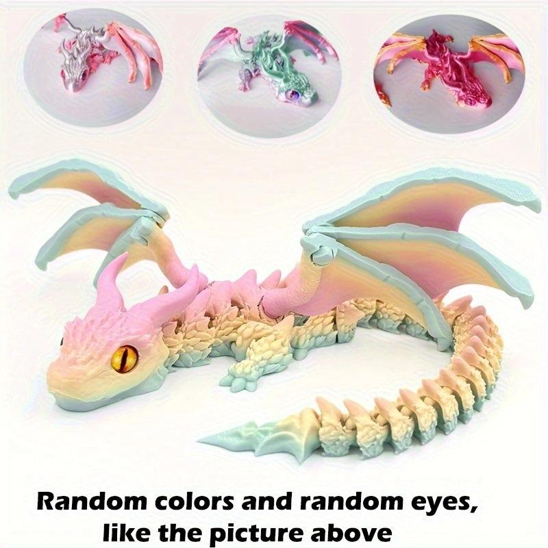 New  3D Printed Big Horn Dragon Model Toy Articulated Joints Action Figure Party Decoration Craft Gift