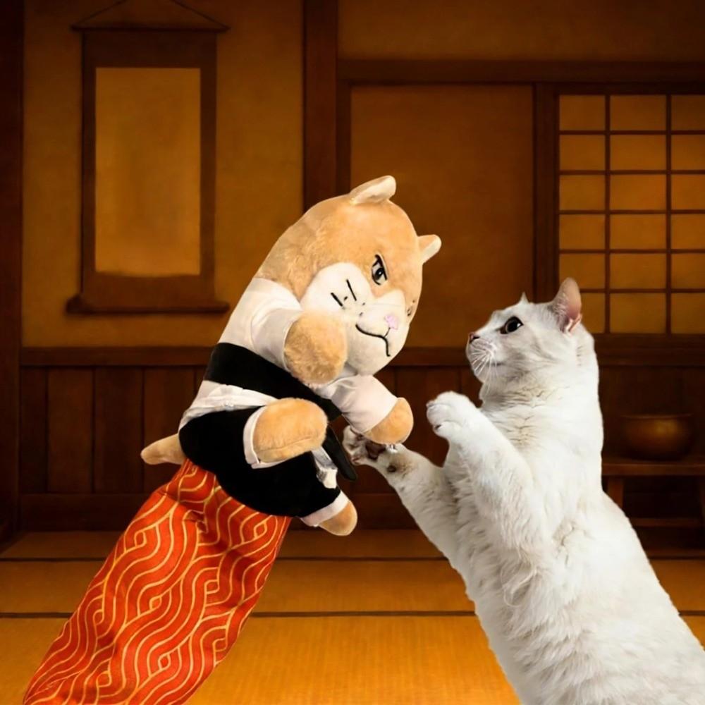 Cartoon Katze Karate Kätzchen Puppe Robuste Polsterung Schützende Unterarmhülle Katzen Ringer Puppe Verschleißfest Interaktiv
