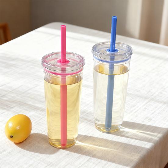 Portable Straw Cup 20oz Colorful Tritan Tumbler for Iced Coffee Juice Tea Milk Dishwasher Safe Drinkware Gift for Teens