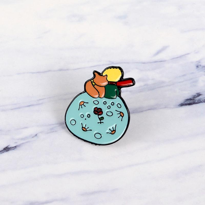 Don't Be a Boring Adult ! Planet Fox Rose Classical Fairy Tale Hard Enamel Brooches Pin