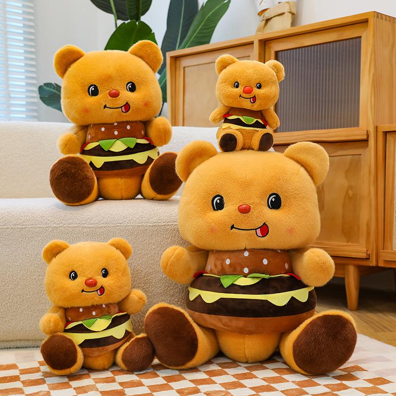 Cute Bear Doll Burger Clothes Hug Bear Doll Plush Toy Birthday Doll Gift For Girls And Children