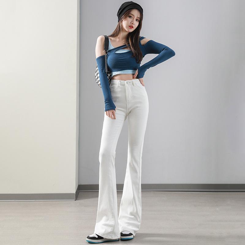 Spring and Autumn New Women's Jeans Fashionable and Versatile Jeans High-waist Loose Flared Pants