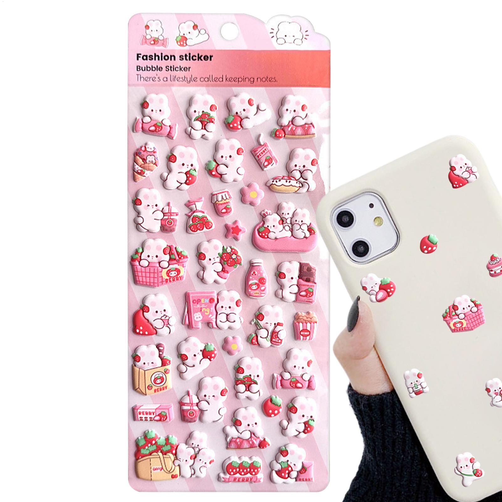 3D Puff Stickers Self-Adhesive Cute Bunny Decals 3D Pink Cartoon Rabbit Stickers For Scrapbooking Camera Planners Journals China Mainland