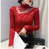 Spring Autumn Classic Women Turtleneck Long Sleeved T-Shirt Fashion Sexy Hot Diamonds Tees Elastic Slim Girl Tops Blouse