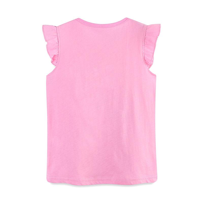 2025 Summer Girls' Cartoon Print Cotton T-shirt - Round Neck Sportswear Top