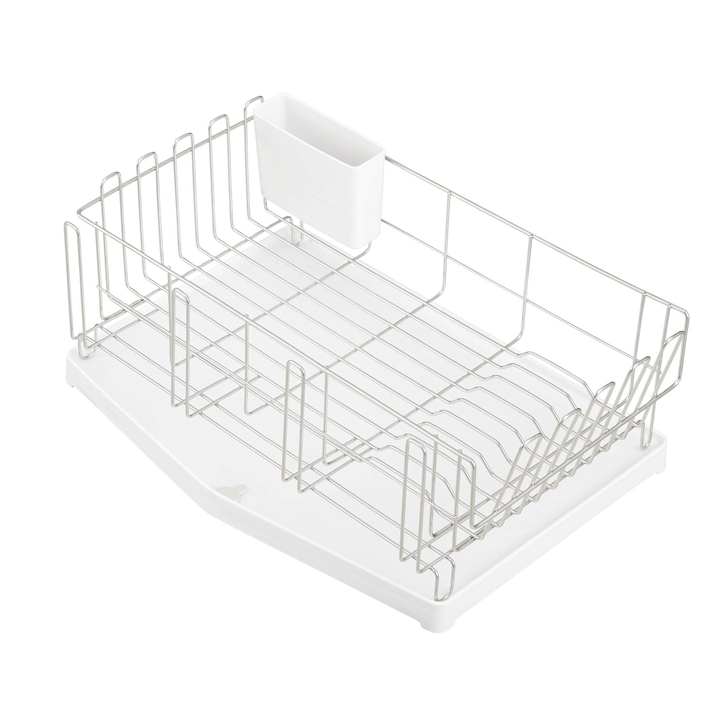 

LEC Stainless Steel Multi Dish Drainer SIAA Choice of Cup and Cutting Board Stand Suitable for Large Plates (Wide) Antibacterial, Flow/Non-Flow Tray, белый