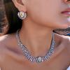 Bridal Dress Jewelry Set Zircon Inlaid Multicolor Necklace Earrings Luxury Full Diamond Set Chain