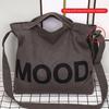 Fashiable Women's Tote Bag, Letter Printed Large Capacity Shoulder Bags, Zipper Closure, College Style Canvas Handbag
