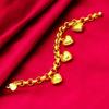 Elegant Gold Plated Heart Bracelet Brass Sand Gold Charm Bangle Pendant Hollow Bracelet  Party
