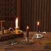 1PCS  Retro Metal Taper Candle Holder European Retro Handheld Small Candlestick Crafts Bronze Table Candle Holder Home Decor