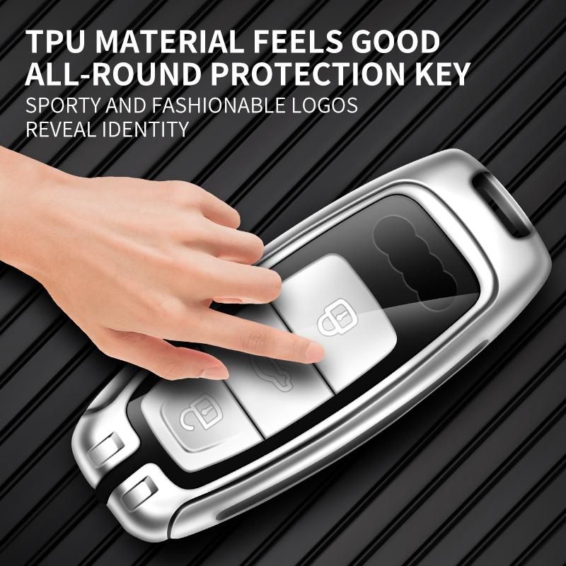 Carcasa de husă pentru chei de la distanță pentru A3 A4 B9 A6 A7 4K A8 E-tron Q5 Q8 C8 D5 SQ8 Geanta de protecție Accesorii pentru breloc