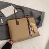 Large Capacity Fashion Tote Bag Women Detachable Charm Faux Leather Shoulder Bucket Purse Commuter Handbag
