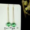 Summer 2024 Green Agate & Yellow Cat's Eye Stone Pink Gem Earrings for Women