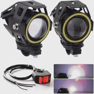 Universal Electric Motorcycle U7 Angel Eye Super Bright Headlight with Flashing Spotlight for Cars and Tricycles