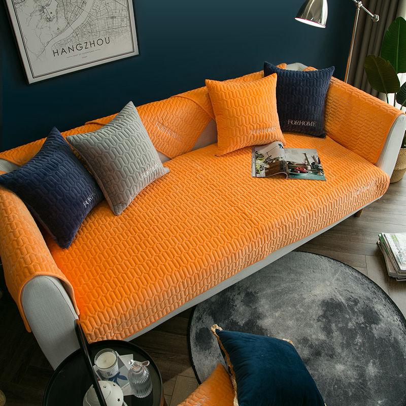 Plush Sofa Cushion Modern Solid Color Fabric Anti-slip Cushion Universal Living Room Thickening High-quality Sofa Decoration