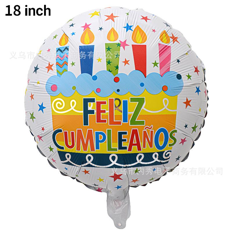 18 Inch Spanish Happy Birthday Round Aluminum Film Balloon Spanish Birthday Party Decoration Balloon