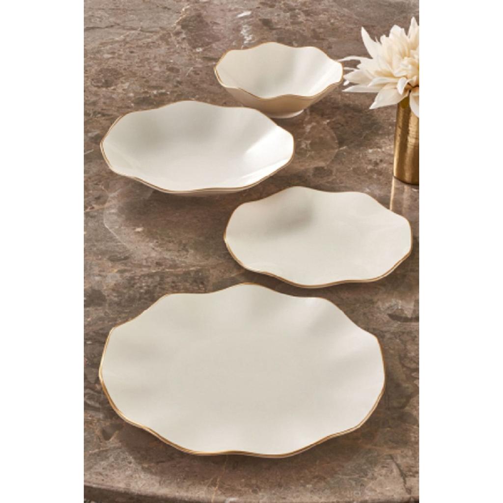 24-teiliges Nesrin Mattgold-Geschirrset Nes24y430gd