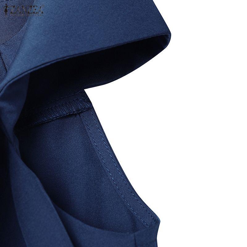 ZANZEA Women Elegant Off Shoulder Sleeveless Pleated Party Dress