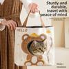 Cat Outing Bag Breathable Cat Carrier Bag Portable Cartoon Puppy Travel Bag Canvas with Hole Cat Shoulder Bag Walking Pets
