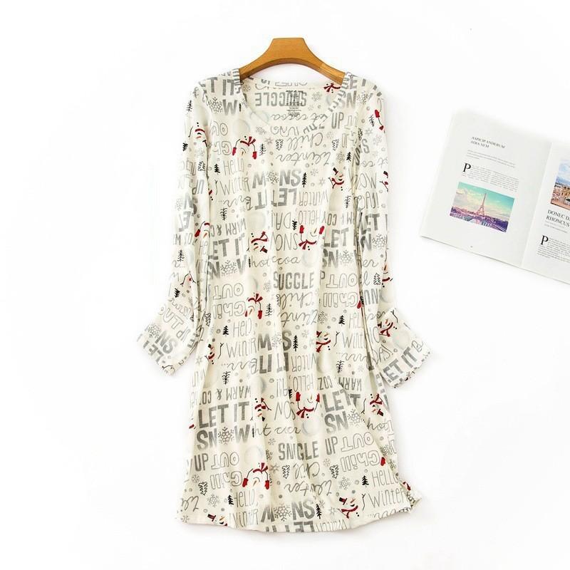 

Длинная пижама больших размеров, милые ночные рубашки с героями мультфильмов, женская осенняя хлопковая ночная рубашка с круглым воротником, одежда для сна с длинными рукавами L коричневый