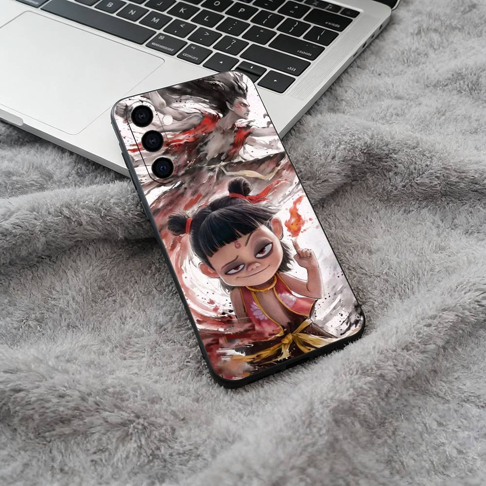 

N-Z-Ne-zha Hot anime Black Soft Silicone Phone Case for Samsung Galaxy A73, A71, A72, A70, A53, A52, A51 Samsung a514g