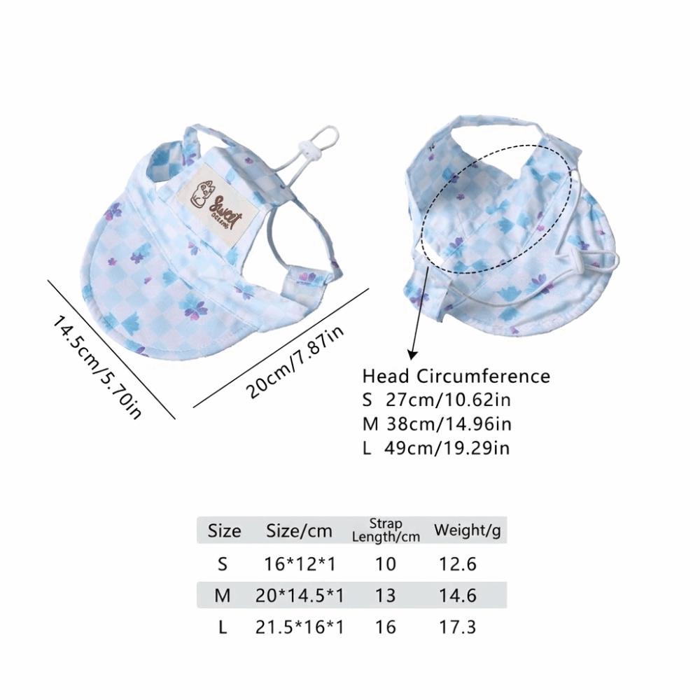 Cute Floral Print Pet Floral Sun Hat with Ear Holes Lightweight Dog Hat Comfortable Breathable Pet Headwear Photo Shooting