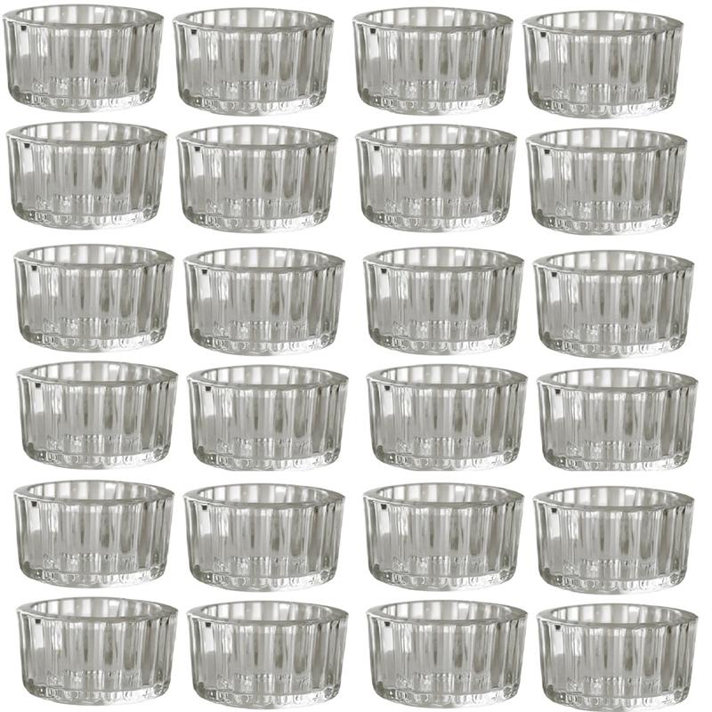 

M-Modern-Clear Подсвечники для чайных свечей Набор из 24 стеклянных подсвечников для украшения стола, для свадьбы, вечеринки по случаю дня рождения, дома прозрачный