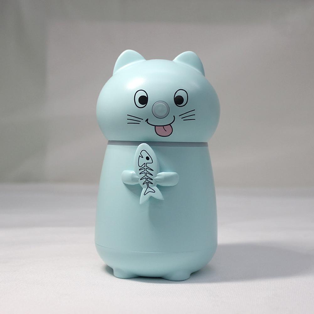 450ML Mini Cute Cartoon Cat Shape USB Charging Tabletop Air Humidifier BlueData line