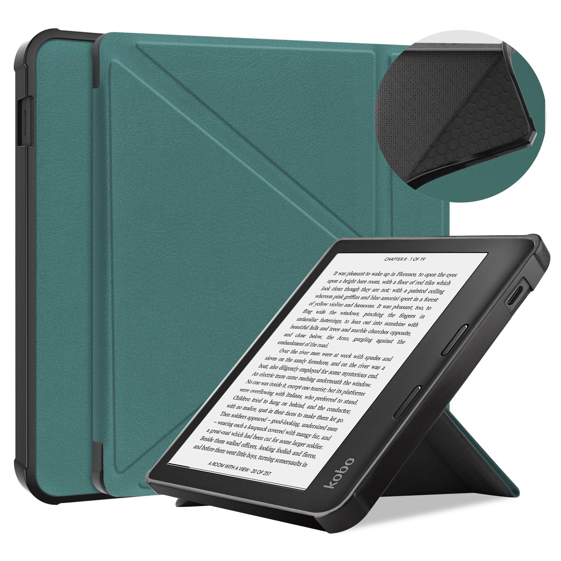

Чехол для планшета Kobo Libra 2, Folio Slim Cover, легкий защитный чехол с жесткой оболочкой и многоугольной подставкой for Kobo Libra 2 зелёный
