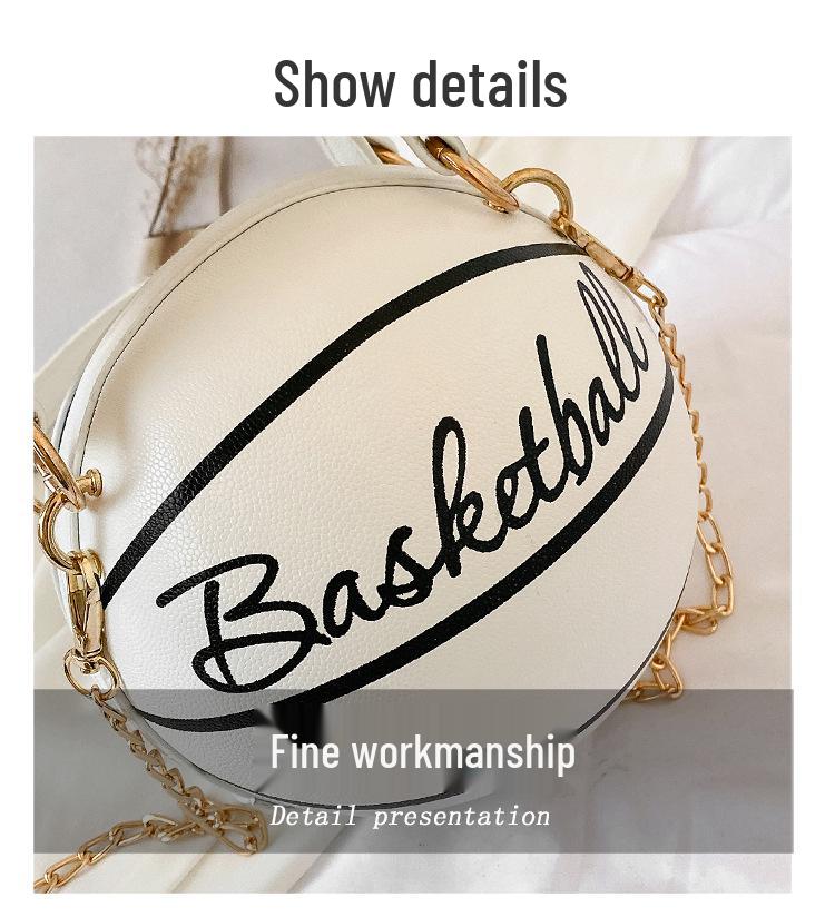 Dámská podzimní/zimní řetízková kulatá crossbody kabelka - Basketbalový/módní design