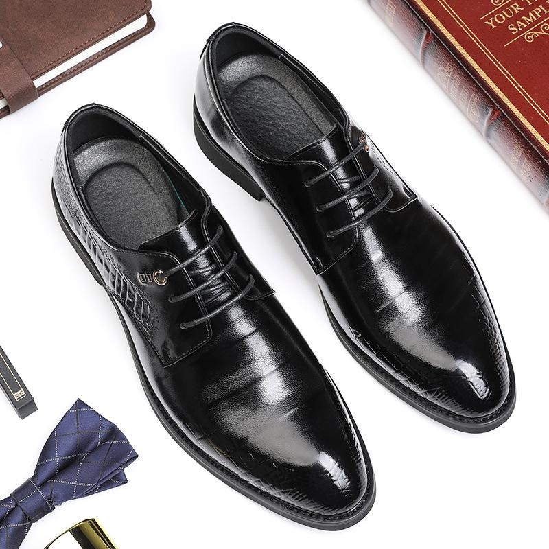 

Новые весенние кожаные туфли, мужские деловые туфли из натуральной кожи в первый слой, туфли с острым носком, модные дышащие черные свадебные туфли для жениха