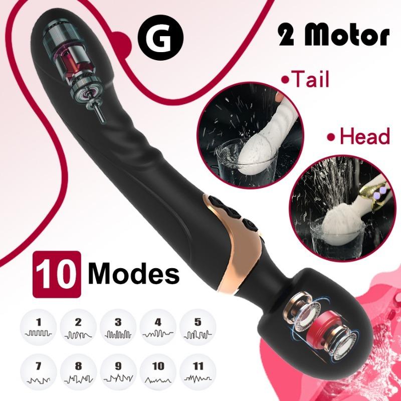 Vibrator Dildo puternic, cu motor dublu din silicon, baghetă de dimensiuni mari, masaj pentru punctul G, jucărie sexuală pentru cuplu, stimulator de clitoris pentru adulți