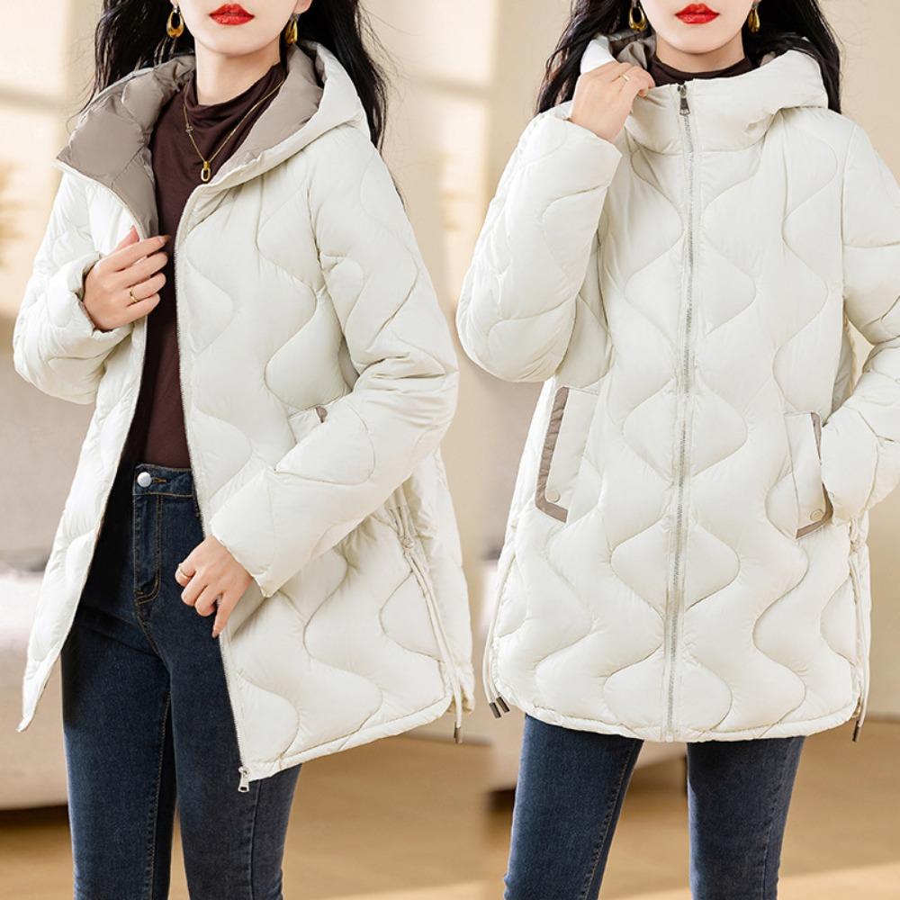 Medium and long rhombus collarless light down cotton clothes women's winter design sense niche small fragrant new cotton-padded coat