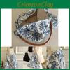 Trendy Small Blue And White Porcelain Floral Shoulder Bag With Zipper Pocket For Essentials