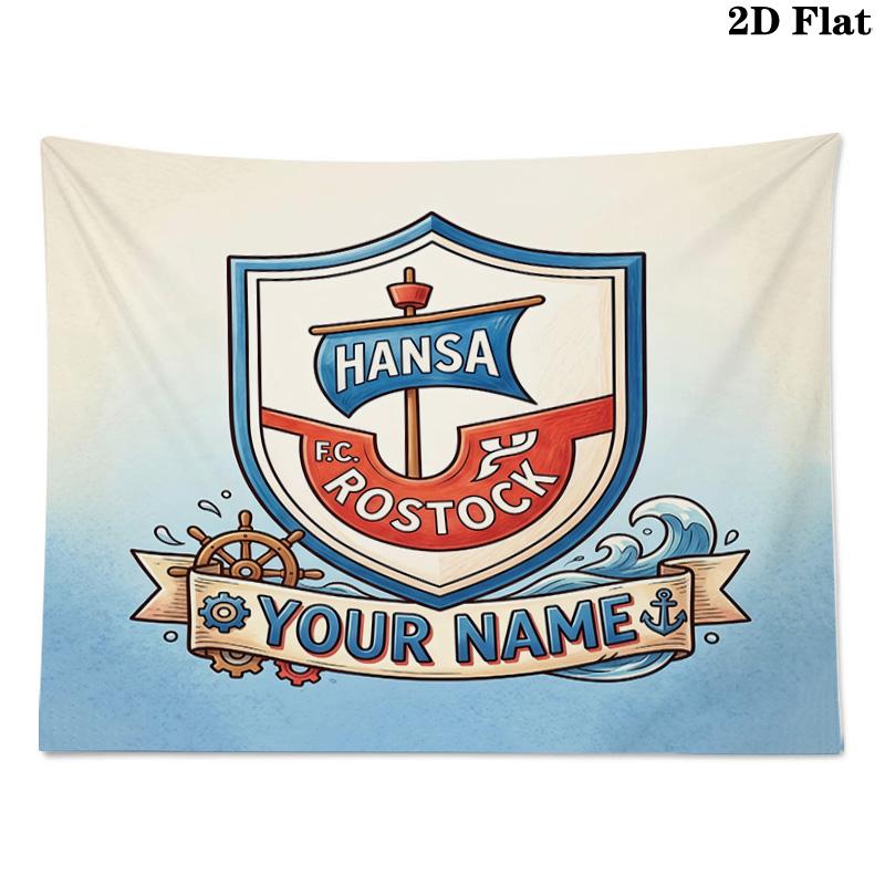 Benutzerdefinierte Name FC Hansa Rostock Gedruckte Wandteppich – Wandbehang für Schlafzimmer, Studentenwohnheime und Heimdekoration