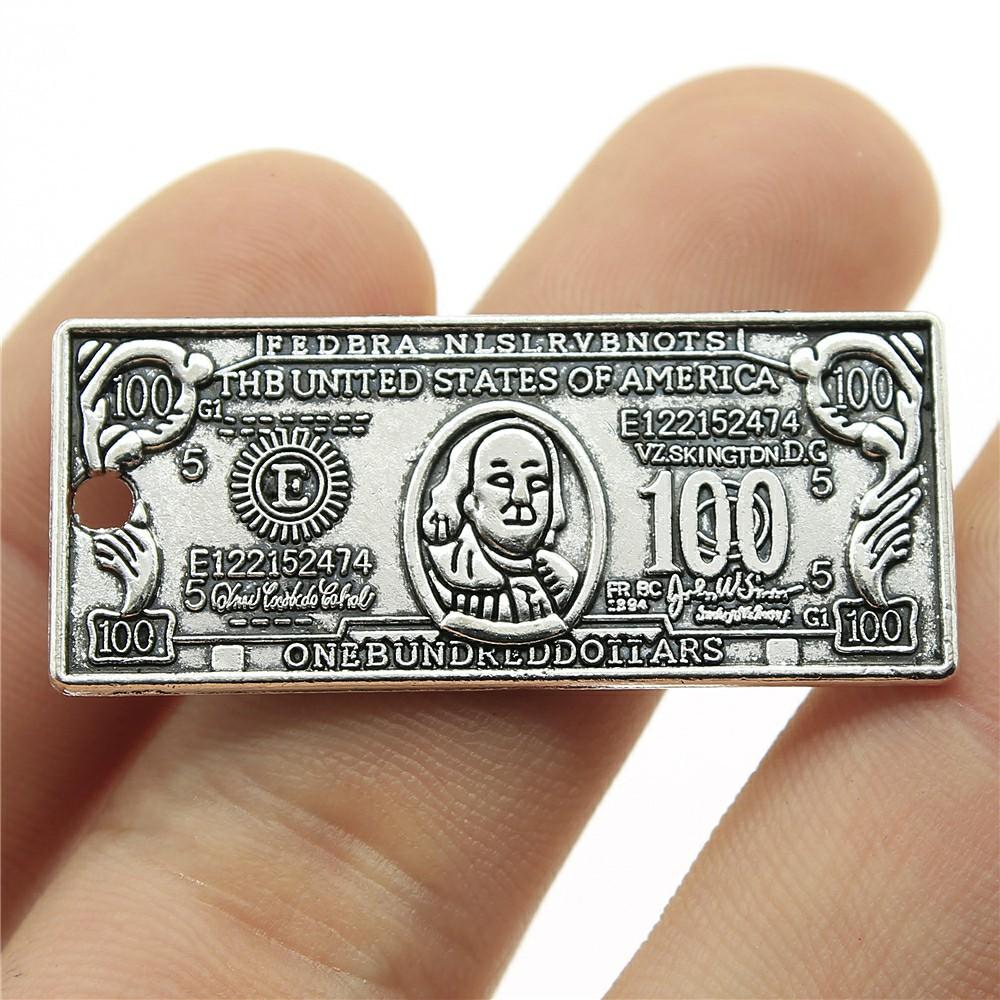 20 Stück Geldbeutel Anhänger Geld US-Dollar Anhänger Schmuckherstellung Glücksgeld Anhänger Für Armbandherstellung Antik Silber Farbe