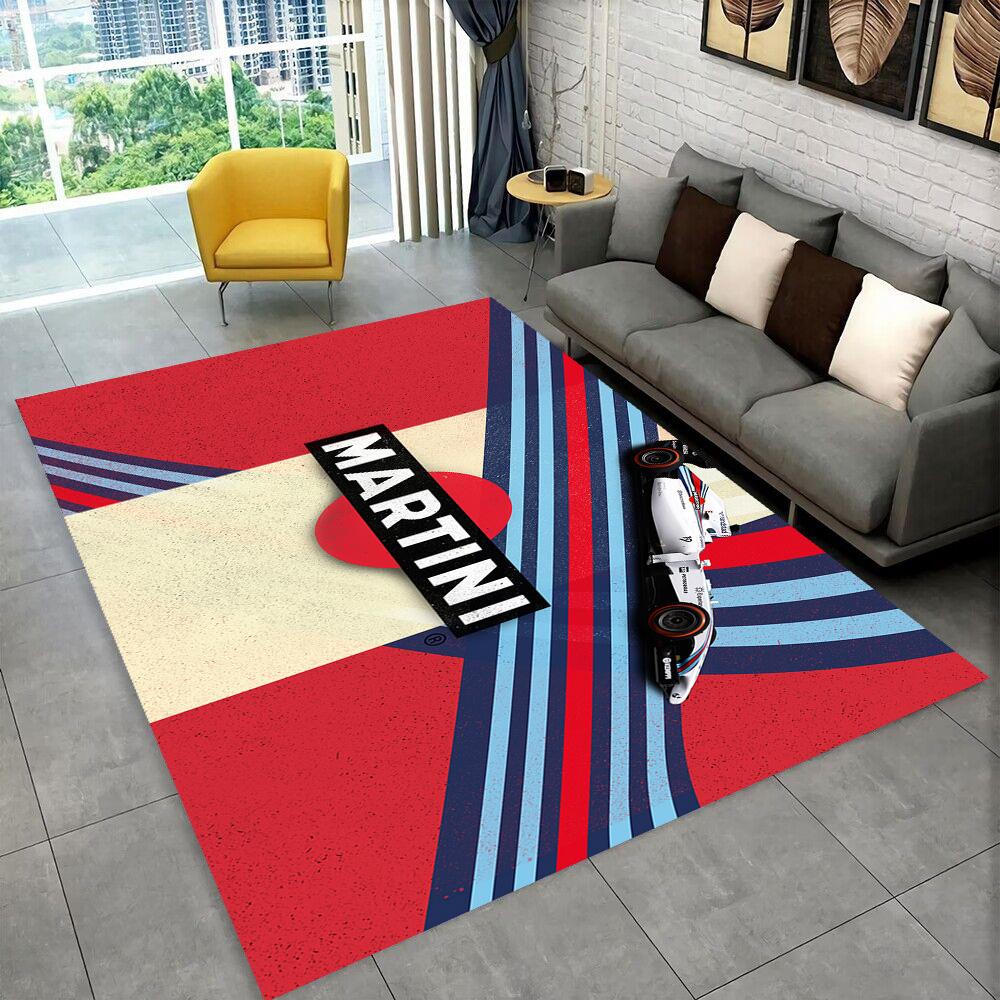 3D logo závodního auta M-Martini Moto Koberec pro domácí obývací pokoj ložnici pohovku Rohožka Dekor, dětská hrací protiskluzová podložka Dárek