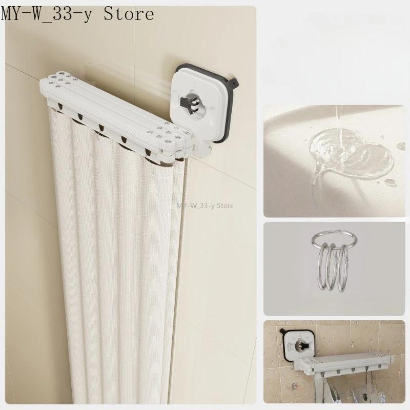 

Складна водонепроникна шторка для душу з присосками Без свердління для перегородки у ванній кімнаті Розділення сухої та вологої зони Шторка з ЕВА 180x180cm