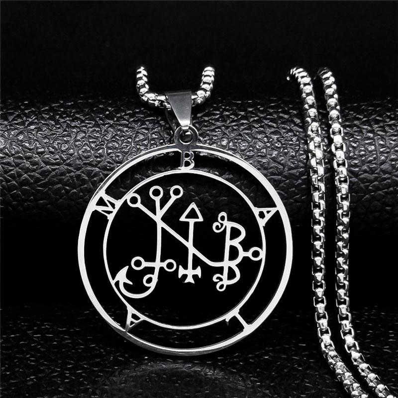 Astaroth Sigil Goetia Stainless Steel Necklace Solomon Demon Seal Satan Sigil satanique patch PIN Jewelry collier femme N7156S03