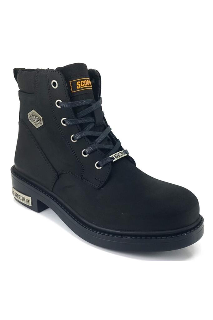 Men's Fashion Genuine Leather Flat Heeled Boots Bootie Casual Boots Black Nubuck Shoes