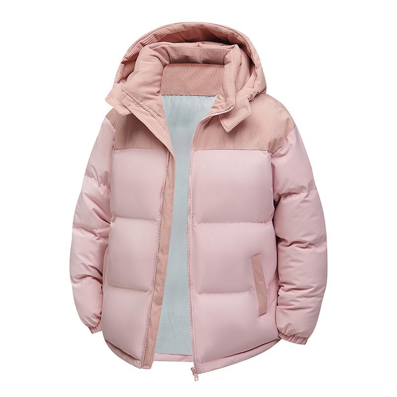 2025 Men's Hooded Corduroy Cotton Jacket with Color Blocking