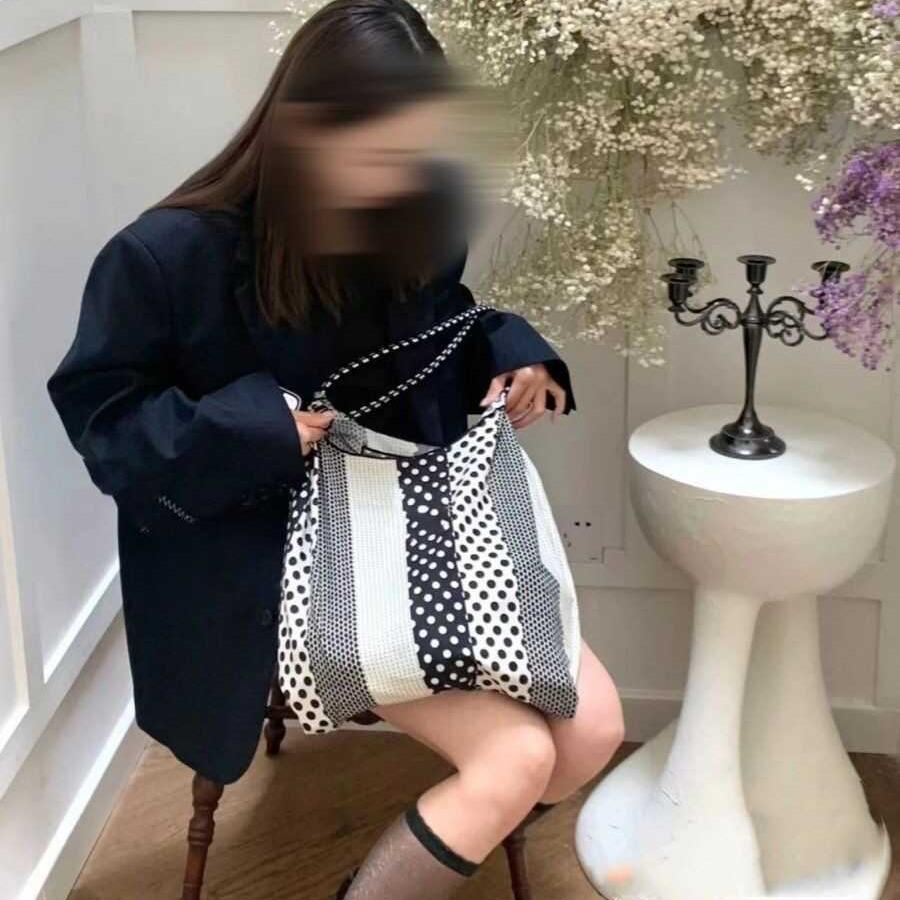 Polka Dot Tide Tote Bag with All The Small Shoulder Bag Ins Wind Environmental Bag Woman