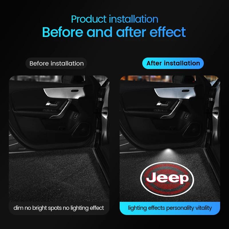 Getränkehalter für Jeep Renegade Compass Grand Cherokee Wrangler jk Gladiator Patriot 2 Stück JEEP HD Auto Tür Willkommenslicht LED Proj