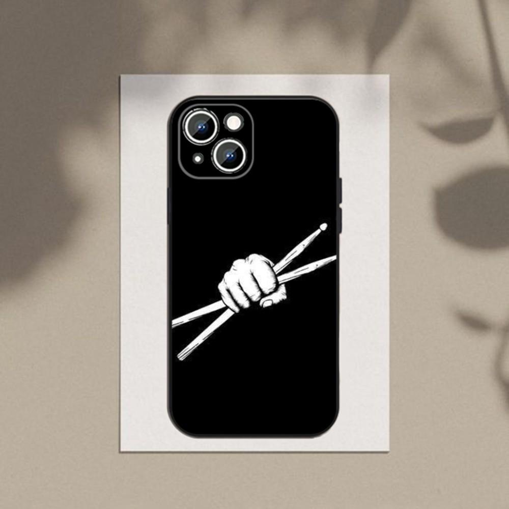 Musical Instrument Drum  Phone Case For Apple iPhone 15,14,13,12,11,XS,XR,X,8,7,Pro,Max,Plus,mini Silicone Black Cover