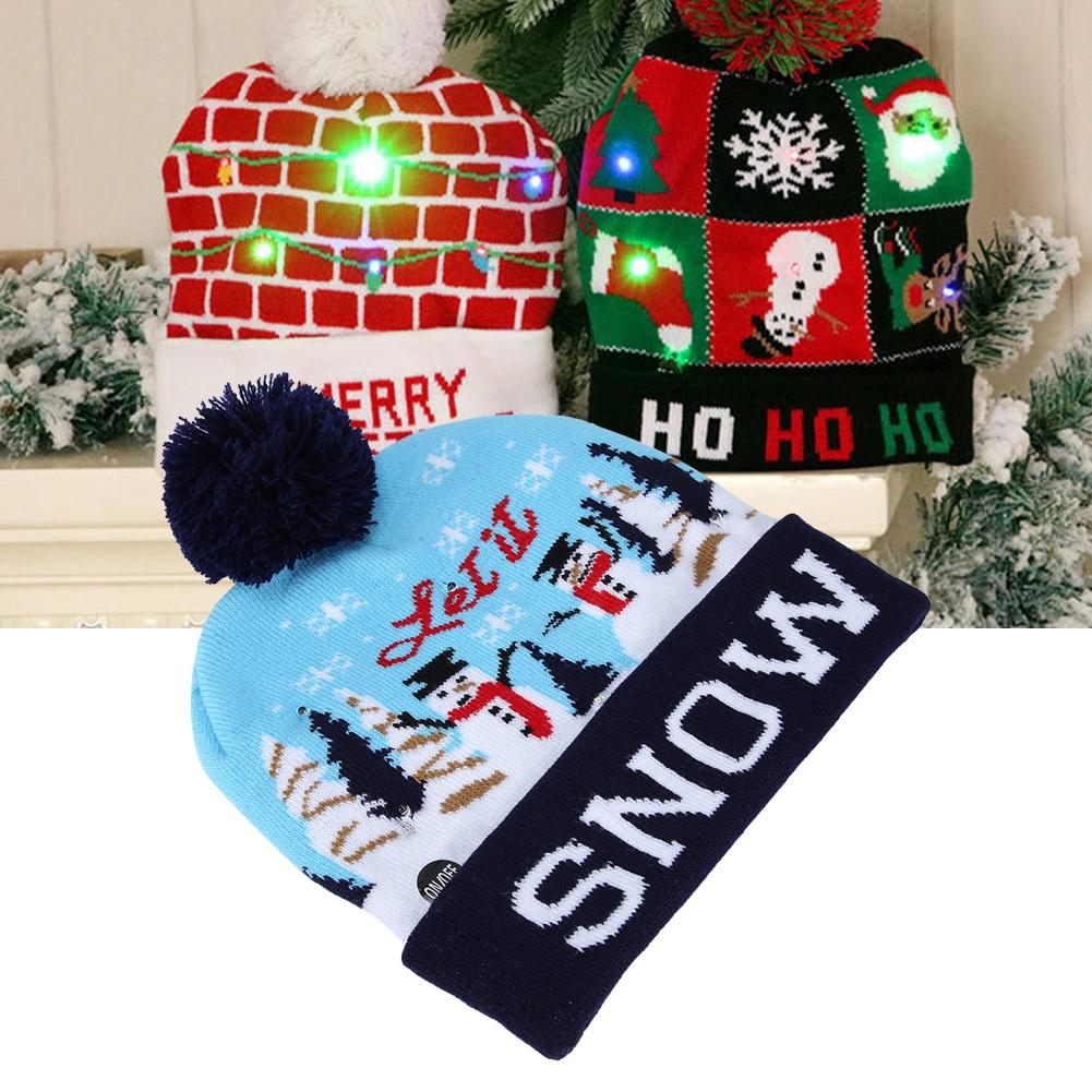 Christmas Knitted Soft Warm Winter Hat Light Hat for Children Adults Festivals Holiday PartyType 6