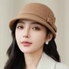 Women's woolen woolen basin hat, autumn and winter fashion bow equestrian hat, showing a small face and keeping warm, high-end mother hat