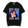 Nicolas Cage Moshi Moshi Jesus Desu TShirt Unisex Funny Meme Picolas Cage Awesome TShirts Cotton Short Sleeve T Shirt Clothing