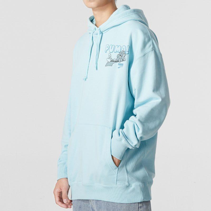PUMA Downtown Sweatshirts Men's Sky Blue Hooded Moderate Regular 537753-30